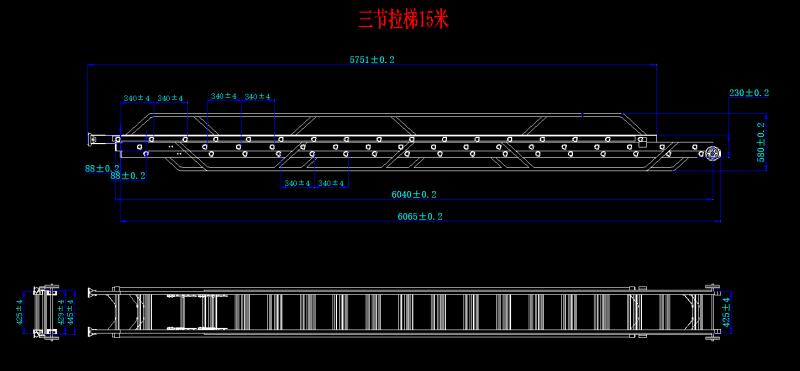 3 Stages Extension Ladder 10.55meter